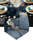 Grey Marble texture Golden line Table Runner Place Mats Sharp Angle