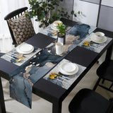 Grey Marble texture Golden line Table Flag And Table Mat Suit - LeobonZone