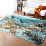 Marble texture Golden line Right Angle Felt Rugs - LeobonZone