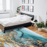 Marble texture Golden line Right Angle Felt Rugs