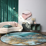 Marble texture Golden line Circular Felt Rugs - LeobonZone
