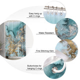 Marble texture Golden line Waterproof Durable Shower Curtain - LeobonZone