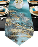 Marble texture Golden line Table Runner Place Mats Sharp Angle - LeobonZone