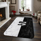 Black and white marble texture Sponge Rillet Rubber Rugs - LeobonZone