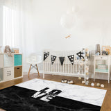 Black and white marble texture Right Angle Felt Rugs - LeobonZone
