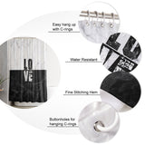 Black and white marble texture Waterproof Durable Shower Curtain - LeobonZone