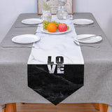 Black and white marble texture Table Runner Place Mats Sharp Angle - LeobonZone