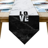 Black and white marble texture Table Runner Place Mats Sharp Angle
