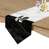 Black and white marble texture Table Runner Place Mats Sharp Angle - LeobonZone
