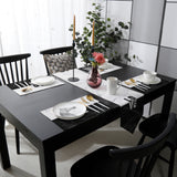 Black and white marble texture Table Flag And Table Mat Suit Sharp angle - LeobonZone