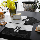 Black and white marble texture Table Flag And Table Mat Suit Sharp angle - LeobonZone