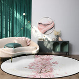 Pink Cherry marble texture Circular Felt Rugs - LeobonZone