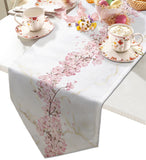 Pink Cherry marble texture Table Runner Place Mats Sharp Angle - LeobonZone