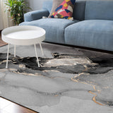 Black Watercolor Gradient Marble Texture Sponge Rillet Rubber Rugs - LeobonZone