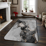 Black Watercolor Gradient Marble Texture Sponge Rillet Rubber Rugs - LeobonZone