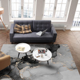 Black Watercolor Gradient Marble Texture Right Angle Felt Rugs - LeobonZone