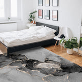 Black Watercolor Gradient Marble Texture Right Angle Felt Rugs