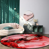 Red Marble Texture in Phnom Penh Circular Felt Rugs - LeobonZone