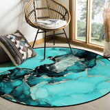 Deep Green Marble Texture in Phnom Penh Circular Felt Rugs - LeobonZone