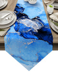 Blue Marble Texture in Phnom Penh Table Runner Place Mats Sharp Angle