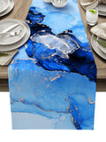 Blue Marble Texture in Phnom Penh Table Runner Place Mats - LeobonZone