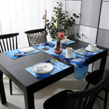Blue Marble Texture in Phnom Penh Table Flag And Table Mat Suit Sharp angle - LeobonZone