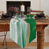Green Watercolor Gradient Marble Texture Table Runner Place Mats Sharp Angle - LeobonZone