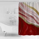Red Watercolor Gradient Marble Texture Waterproof Durable Shower Curtain - LeobonZone