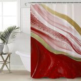 Red Watercolor Gradient Marble Texture Waterproof Durable Shower Curtain - LeobonZone