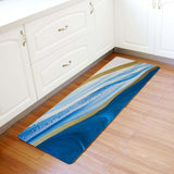 Deep Blue Watercolor Gradient Marble Texture Leather Doormat - LeobonZone