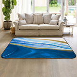 Deep Blue Watercolor Gradient Marble Texture Sponge Rillet Rubber Rugs - LeobonZone