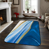 Deep Blue Watercolor Gradient Marble Texture Sponge Rillet Rubber Rugs - LeobonZone