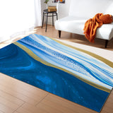 Deep Blue Watercolor Gradient Marble Texture Right Angle Felt Rugs - LeobonZone