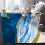Deep Blue Watercolor Gradient Marble Texture Right Angle Felt Rugs - LeobonZone