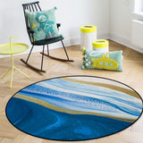 Deep Blue Watercolor Gradient Marble Texture Circular Felt Rugs - LeobonZone
