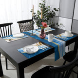Deep Blue Watercolor Gradient Marble Texture Table Flag And Table Mat Suit - LeobonZone