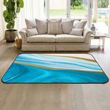 Blue Watercolor Gradient Marble Texture Sponge Rillet Rubber Rugs - LeobonZone