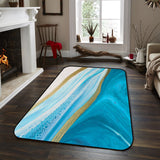 Blue Watercolor Gradient Marble Texture Sponge Rillet Rubber Rugs - LeobonZone