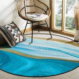 Blue Watercolor Gradient Marble Texture Circular Felt Rugs - LeobonZone