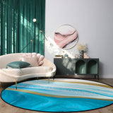Blue Watercolor Gradient Marble Texture Circular Felt Rugs - LeobonZone