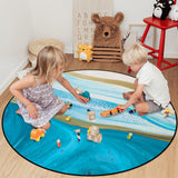 Blue Watercolor Gradient Marble Texture Circular Felt Rugs - LeobonZone