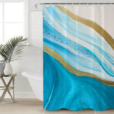 Blue Watercolor Gradient Marble Texture Waterproof Durable Shower Curtain - LeobonZone