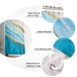 Blue Watercolor Gradient Marble Texture Waterproof Durable Shower Curtain - LeobonZone