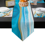 Blue Watercolor Gradient Marble Texture Table Flag And Table Mat Suit Sharp angle - LeobonZone
