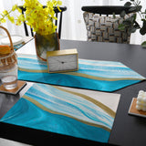 Blue Watercolor Gradient Marble Texture Table Flag And Table Mat Suit Sharp angle - LeobonZone