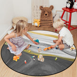 Grey Watercolor Gradient Marble Texture Circular Felt Rugs - LeobonZone
