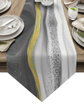 Grey Watercolor Gradient Marble Texture Table Runner Place Mats Sharp Angle