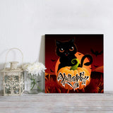 Halloween pumpkin black cat bat autumn Canvas painting - LeobonZone