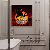 Halloween pumpkin black cat bat autumn Canvas painting - LeobonZone