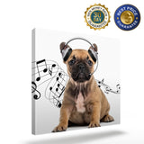 Canvas wall art french bulldog headphones music funny Canvas painting